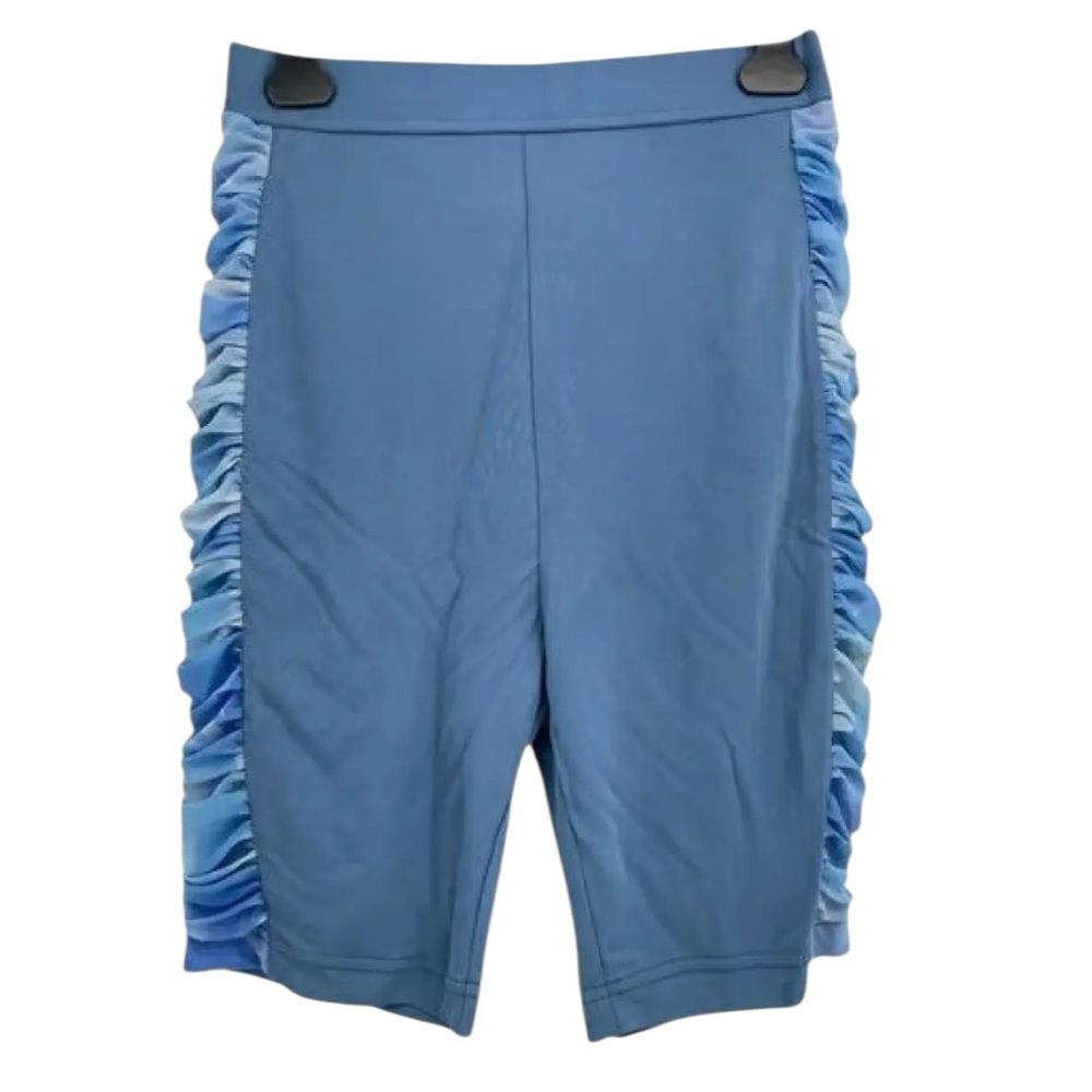 Ganni Blue Bike Shorts with Runched Sides size small